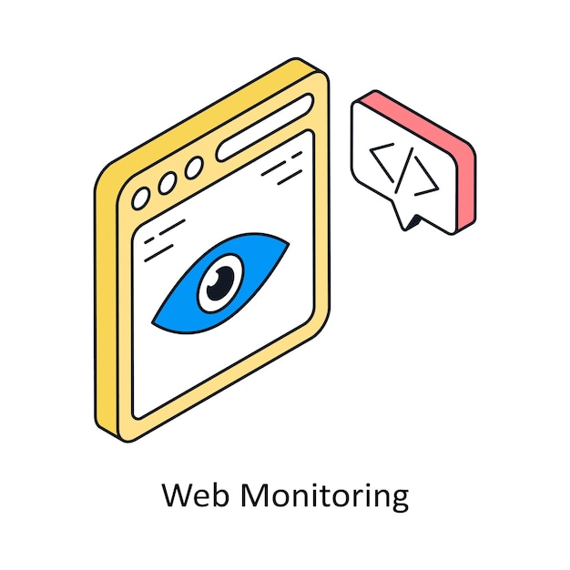 Monitoreo de la web Ícono de estilo isométrico Símbolo en fondo blanco Archivo EPS 10