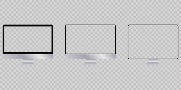 Monitores de computadora realistas aislados sobre fondo transparente