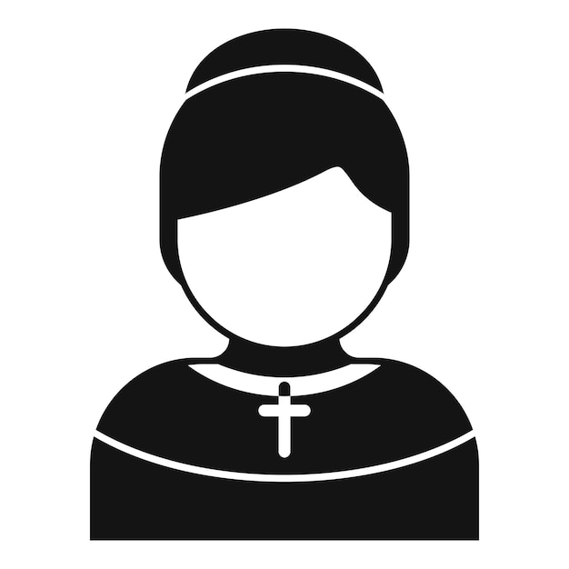 Una monja joven con una sotana con un collar de cruz orando icono