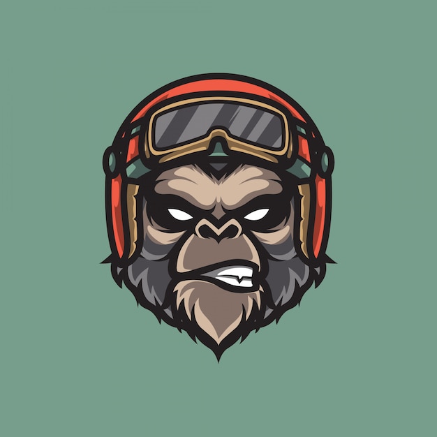 Monkey Biker Mascot Logo, emblema del deporte del motor