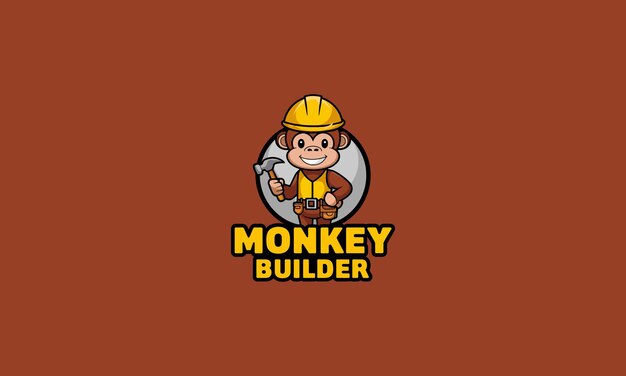 Monkey constructor de dibujos animados con un martillo
