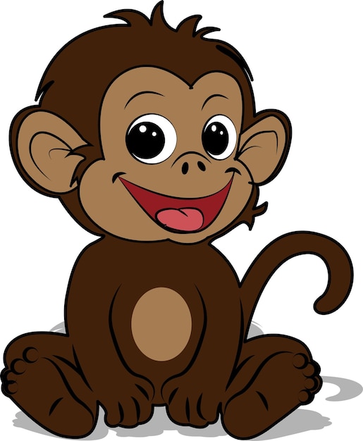 Monkey Cute Sitting Cartoon Icon Vector Ilustración de monos para niños dibujando caras de monos
