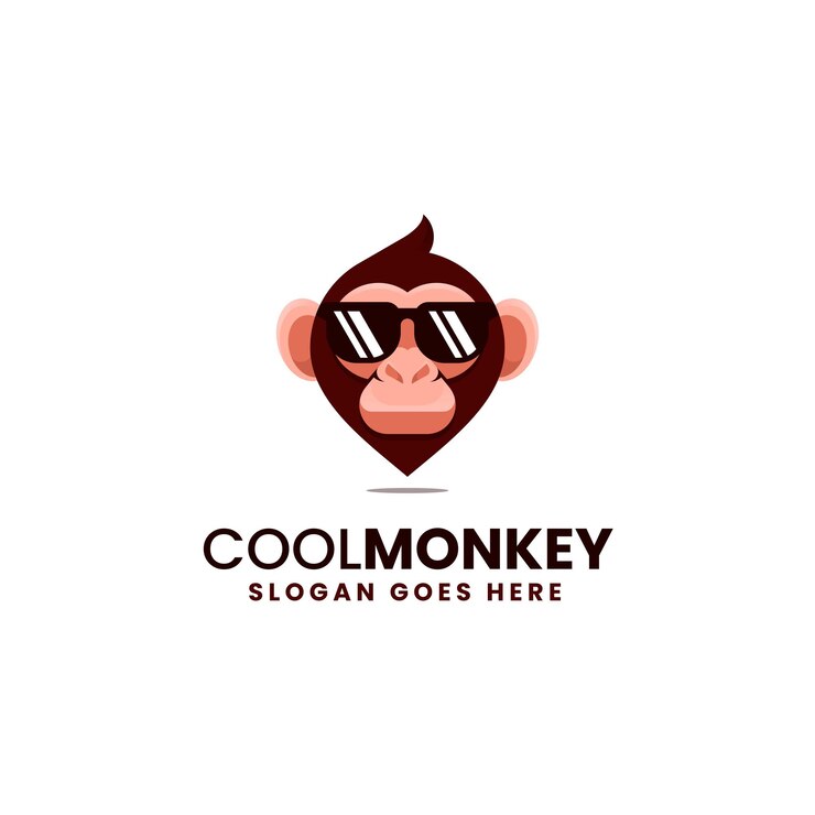 Vector monkey gradient es un logotipo colorido y fresco.