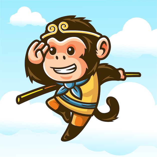 Vector monkey king mascot design