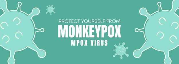 Monkeypox o mpox es un virus que infecta a los humanos a través de la transmisión de animales encabezado de banner web y cubierta de fondo para orthopoxvirus enfermedades zoonóticas infecciosas