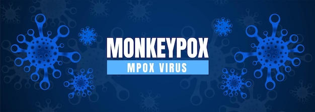 Monkeypox o mpox es un virus que infecta a los humanos a través de la transmisión de animales encabezado de banner web y cubierta de fondo para orthopoxvirus enfermedades zoonóticas infecciosas