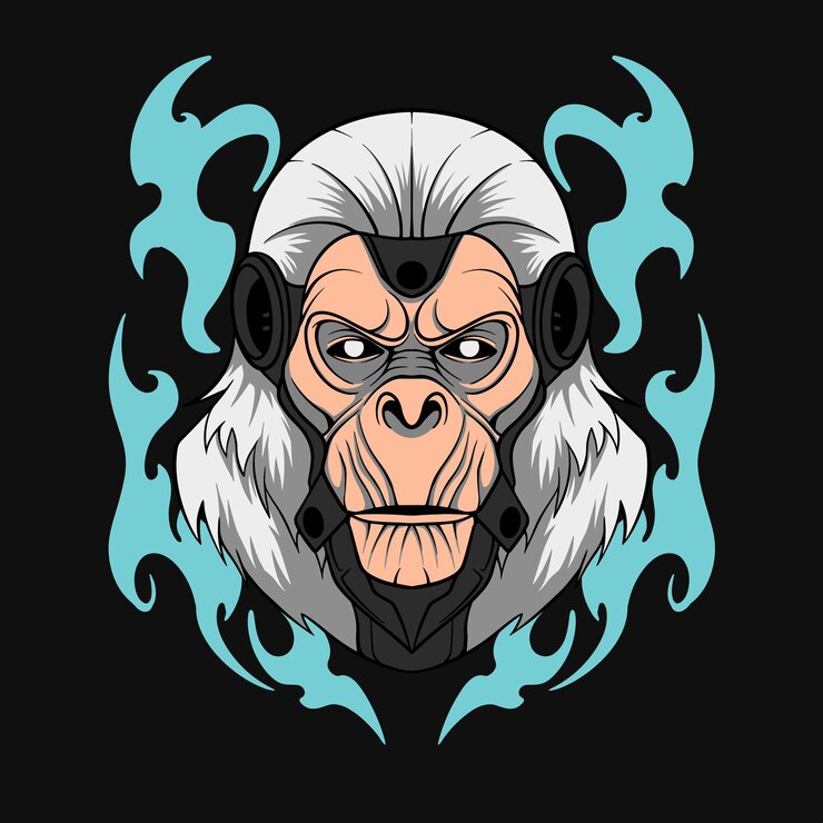 mono albino cyborg vectorial