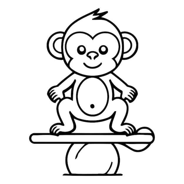 Mono balanceándose en el columpio Ilustración vectorial al estilo de dibujos animados