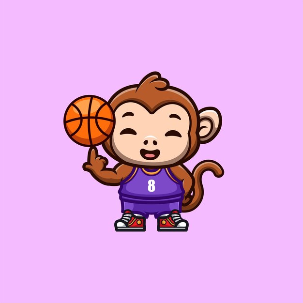 Mono baloncesto cute creative kawaii cartoon mascot logo