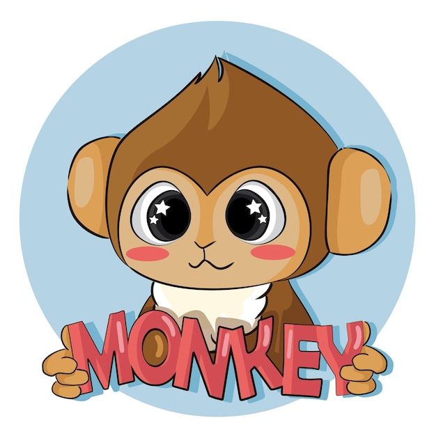 Mono bebé de dibujos animados Diseño plano estilo de juguete para niños
