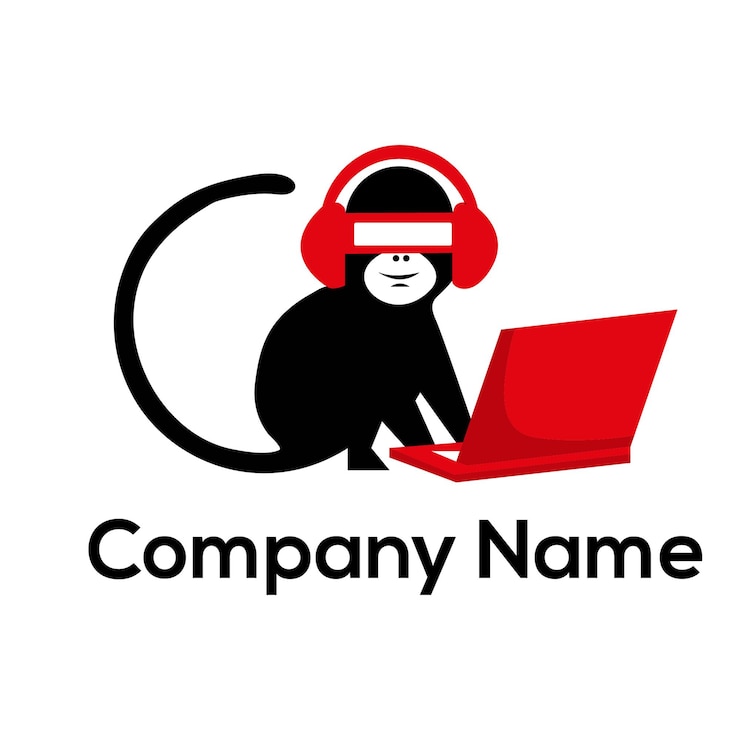 Vector mono con concepto de diseño de logotipo de portátil con plantilla de diseño de logotipo