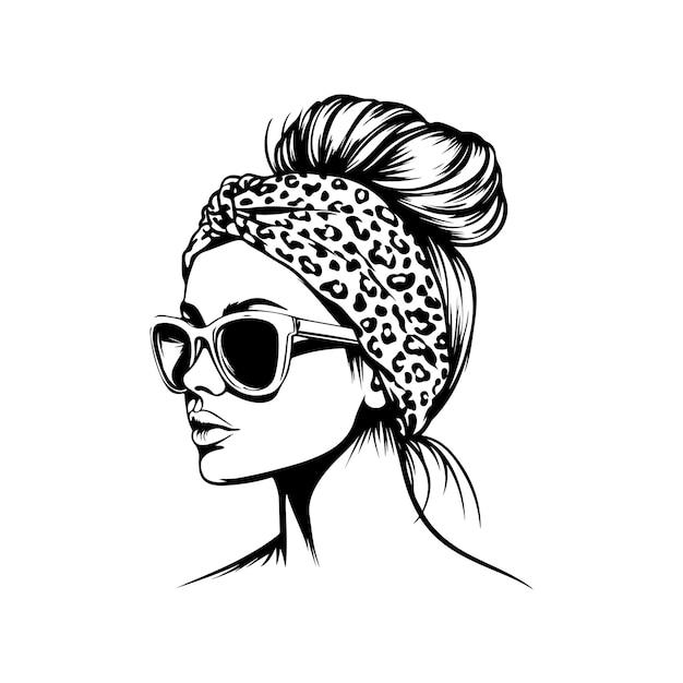Moño desordenado peinados vector línea arte ilustración