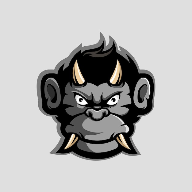 Mono diablo mascota logo diseño vector con ilustración moderna para equipo deportivo, juegos, esport