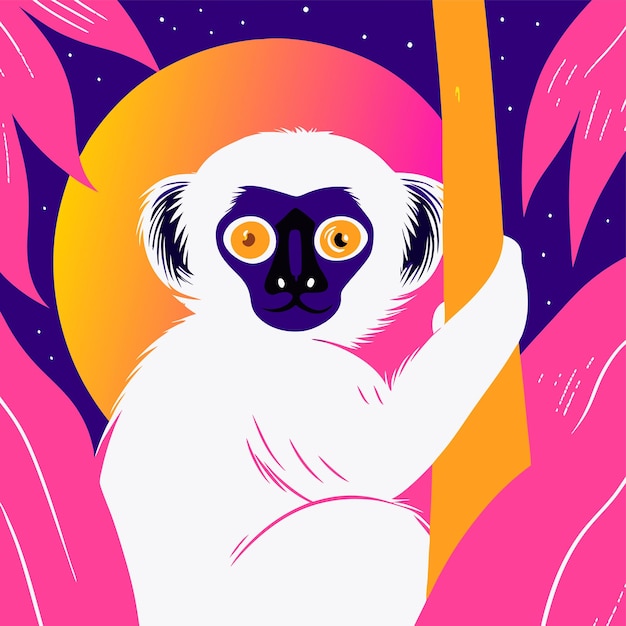 Mono dibujado a mano personaje de dibujos animados pegatina icono concepto ilustración aislada