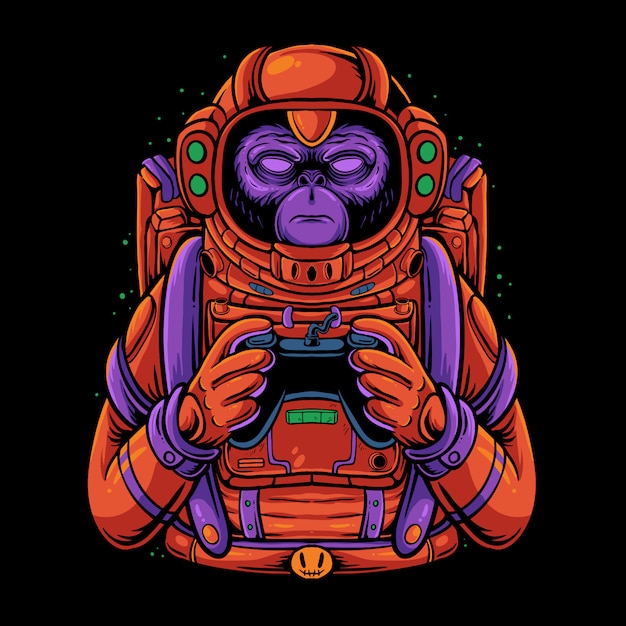 Vector mono espacial con ilustración de controlador de juego