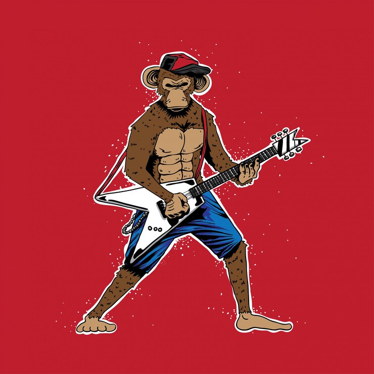 Mono Grunge con ilustración de vector de guitarra eléctrica