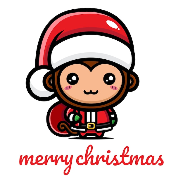 mono lindo celebrando la navidad