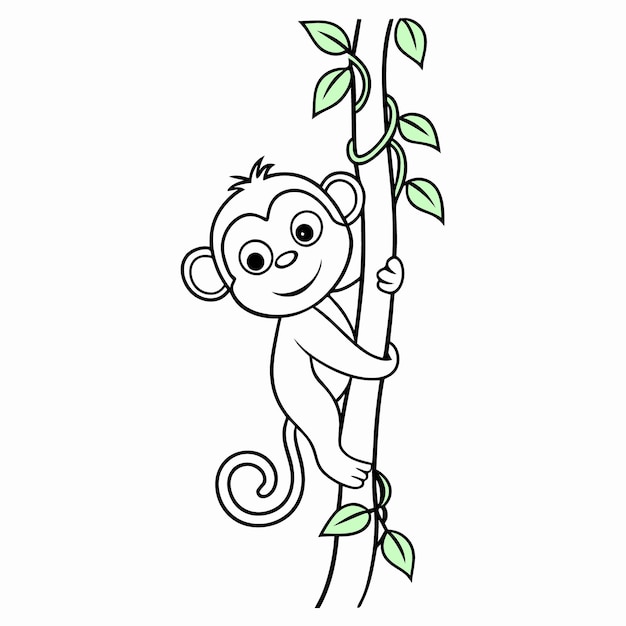 Un mono lindo dibujando una ilustración vectorial