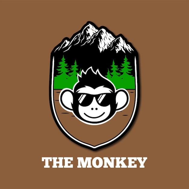 Mono logo ilustración vector diseño en el bosque