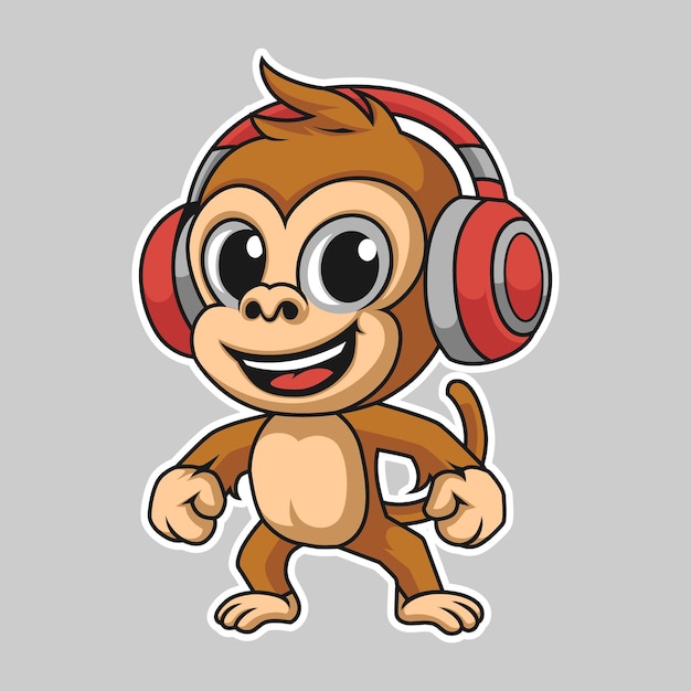 Mono Mascota El logotipo del personaje del mono el vector del mono la ilustración de la pegatina