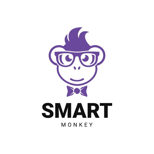 Mono minimalista morado con diseño de logotipo de gafas.