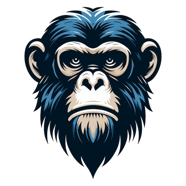 Mono mono chimpancé cabeza cara vector ilustración de animal salvaje primate logotipo del mono mascota