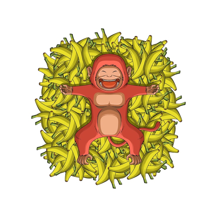 Vector mono y muchos plátanos