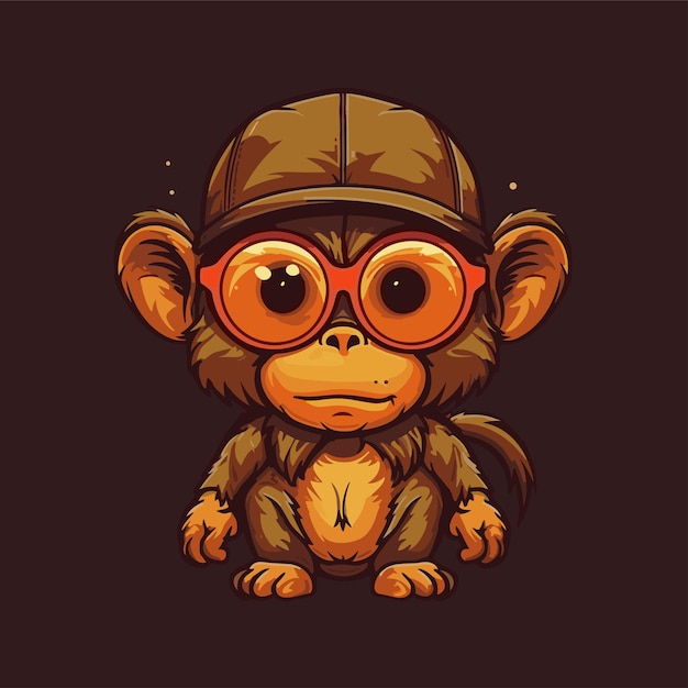 mono personaje de dibujos animados mascota fresca mono diseño