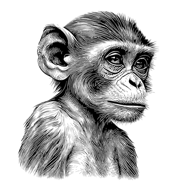 Vector mono retrato dibujado a mano boceto ilustración animales salvajes