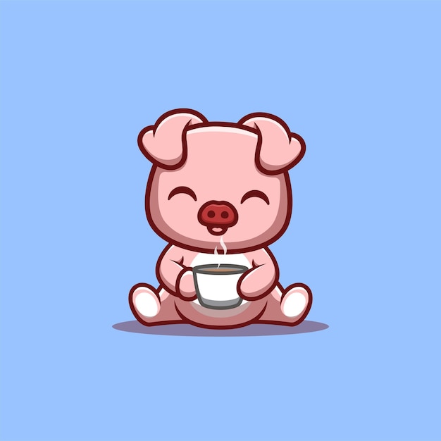Mono Sentado Beber Café Cute Creative Kawaii Cartoon Mascot Logo