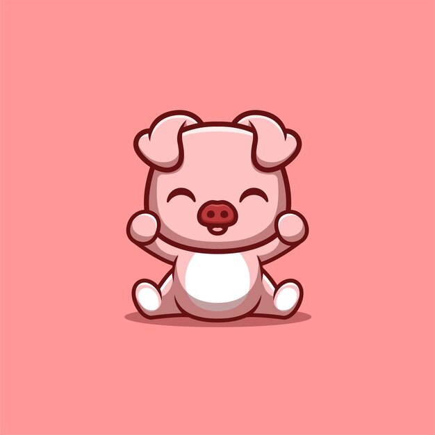 Mono sentado emocionado lindo creativo Kawaii mascota de dibujos animados Logo