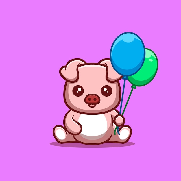 Mono sentado sostener globo cute creative kawaii cartoon mascot logo