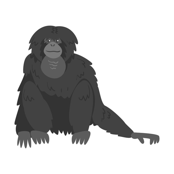Vector el mono siamang como el gibón de pelaje negro arbóreo ilustración vectorial