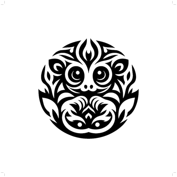 Vector mono tarsier en el tatuaje tribal moderno arte de líneas abstractas de animales contorno minimalista vector