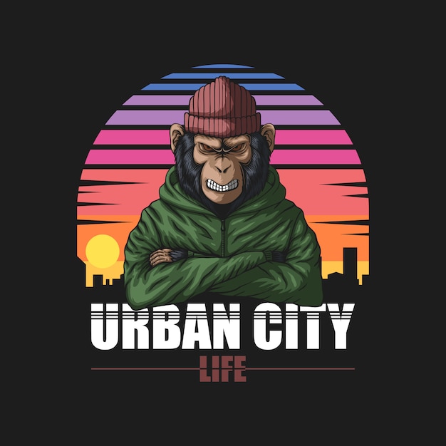 mono urbano enojado retro
