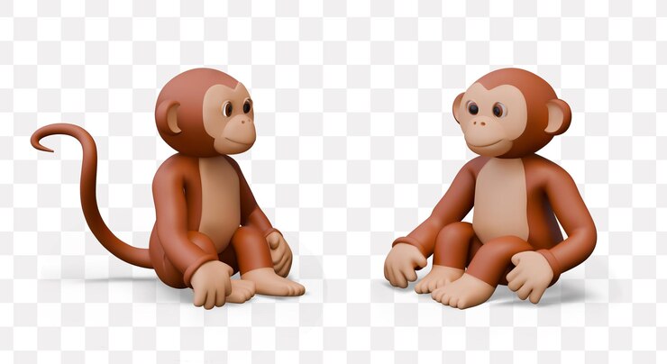 Vector mono vectorial 3d sentado animales salvajes coloridos en diferentes posiciones