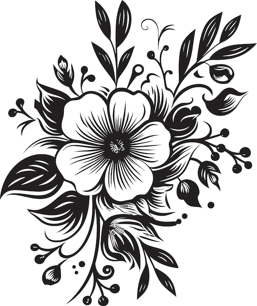 Vector monochrome floral magnificence iluminado xi negro y blanco floral magnificencemidnight floral gal