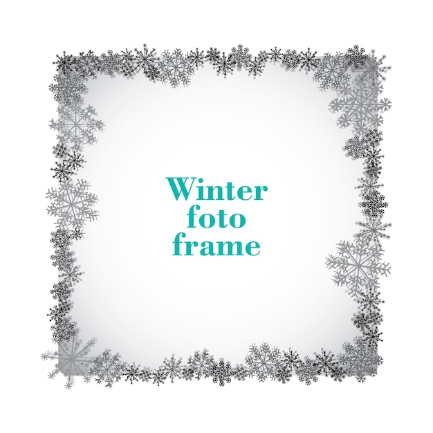 Monocromo aislado Marco de fotos Adorno decorativo Ilustración de patrón de invierno Plantilla vectorial para el diseño de tarjetas o invitaciones
