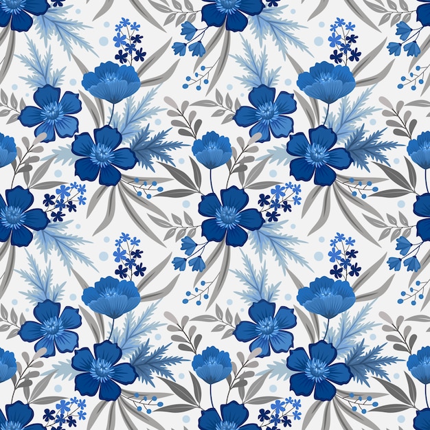 Vector monocromo azul transparente patrón floral