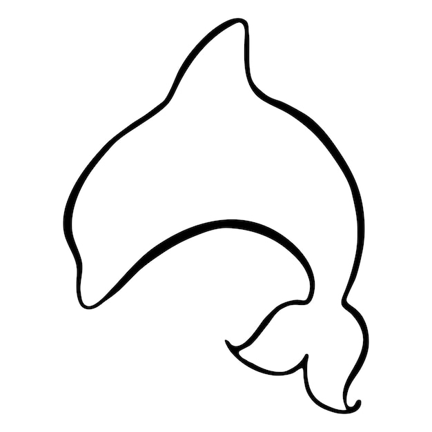 Monocromo blanco y negro delfín silueta línea arte aislado dibujo vector