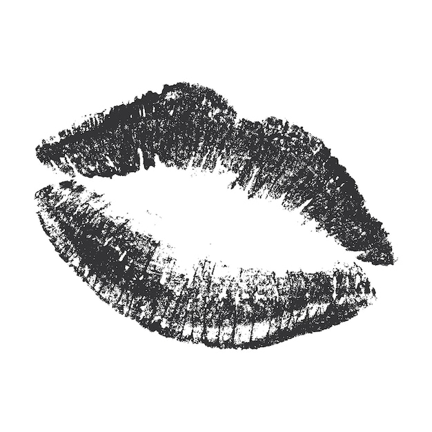 Monocromo granulado de los labios de una mujer sexy con un efecto de fotocopia retro