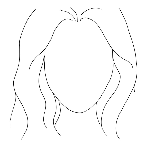 Monocromo negro blanco moda mujer chica cara vacía peinado cabello bosquejado línea arte vector