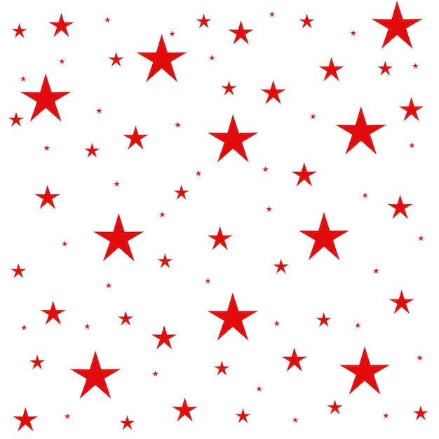 Monocromo de patrones sin fisuras con estrellas rojas sobre fondo blanco. Ilustración vectorial de acciones.