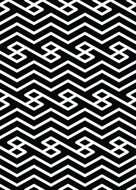 Monocromo visual abstracto texturizado geométrico de patrones sin fisuras. Fondo textil vectorial blanco y negro simétrico. Composición entrelazada.