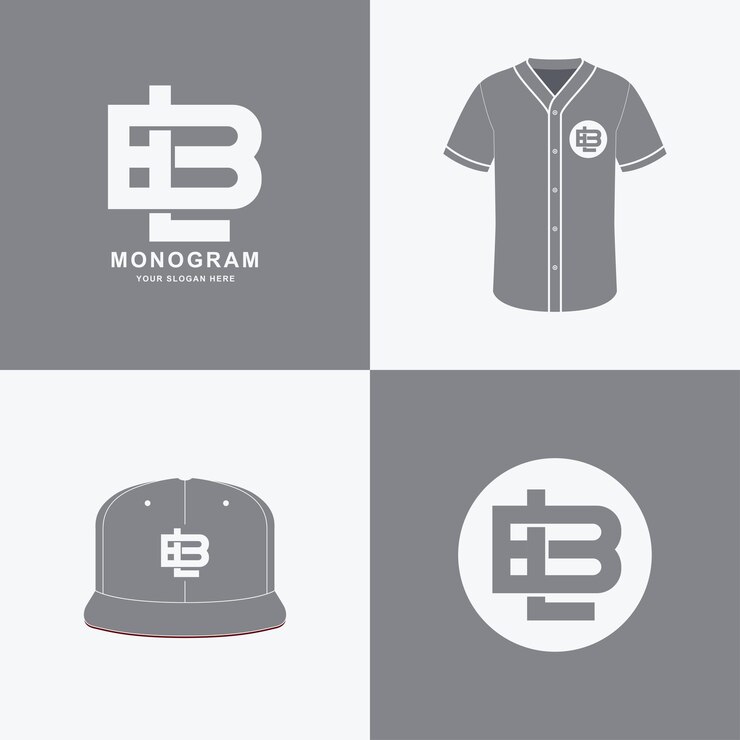 Vector monogram bl o lb para fútbol, baloncesto, béisbol, ropa en camisetas y diseño de maqueta de snapback