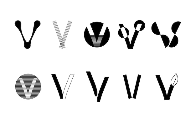 Monogram set Logos con la letra V, colección