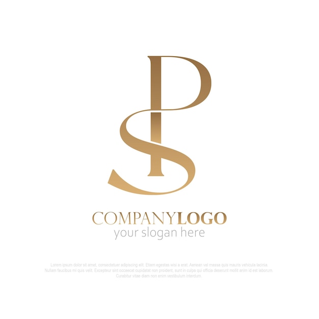 Monogram SP logo elegante dorado