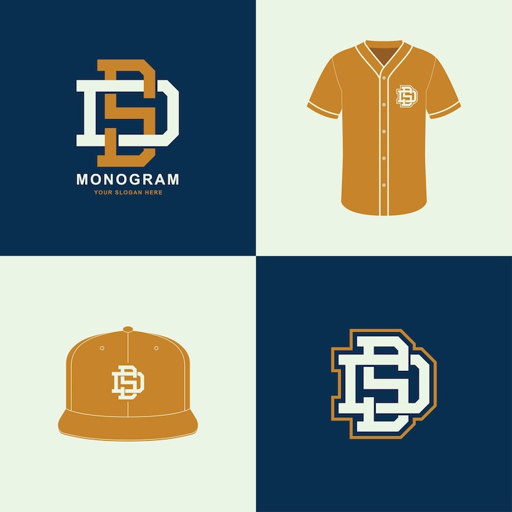 Vector monogram sport y losa inicial ds o sd para ropa, ropa en camiseta y diseño de maqueta de snapback