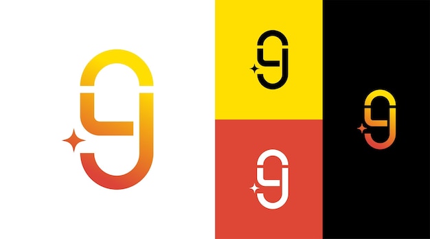 Monograma 9G con concepto de diseño de logotipo de estrella