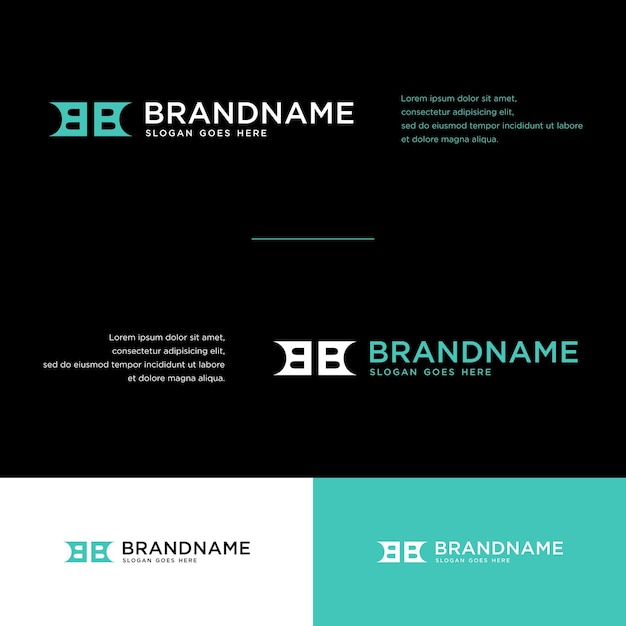 Monograma abstracto letra b y b logotipo diseño de plantilla